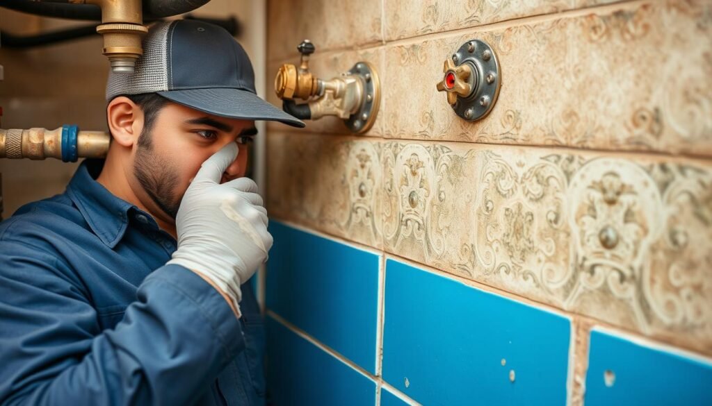 صورة لسباك في حي المحمدية بجدة وهو يعمل باحترافية
